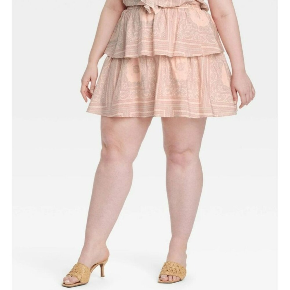 Women's Mini Ruffle Skirt - Universal Thread Pink Paisley XXL